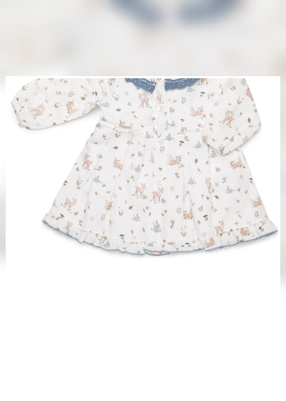 Vestido niña azul cielo animalitos corte cintura Juliana 26664 - detalle secundario - referencia 26664