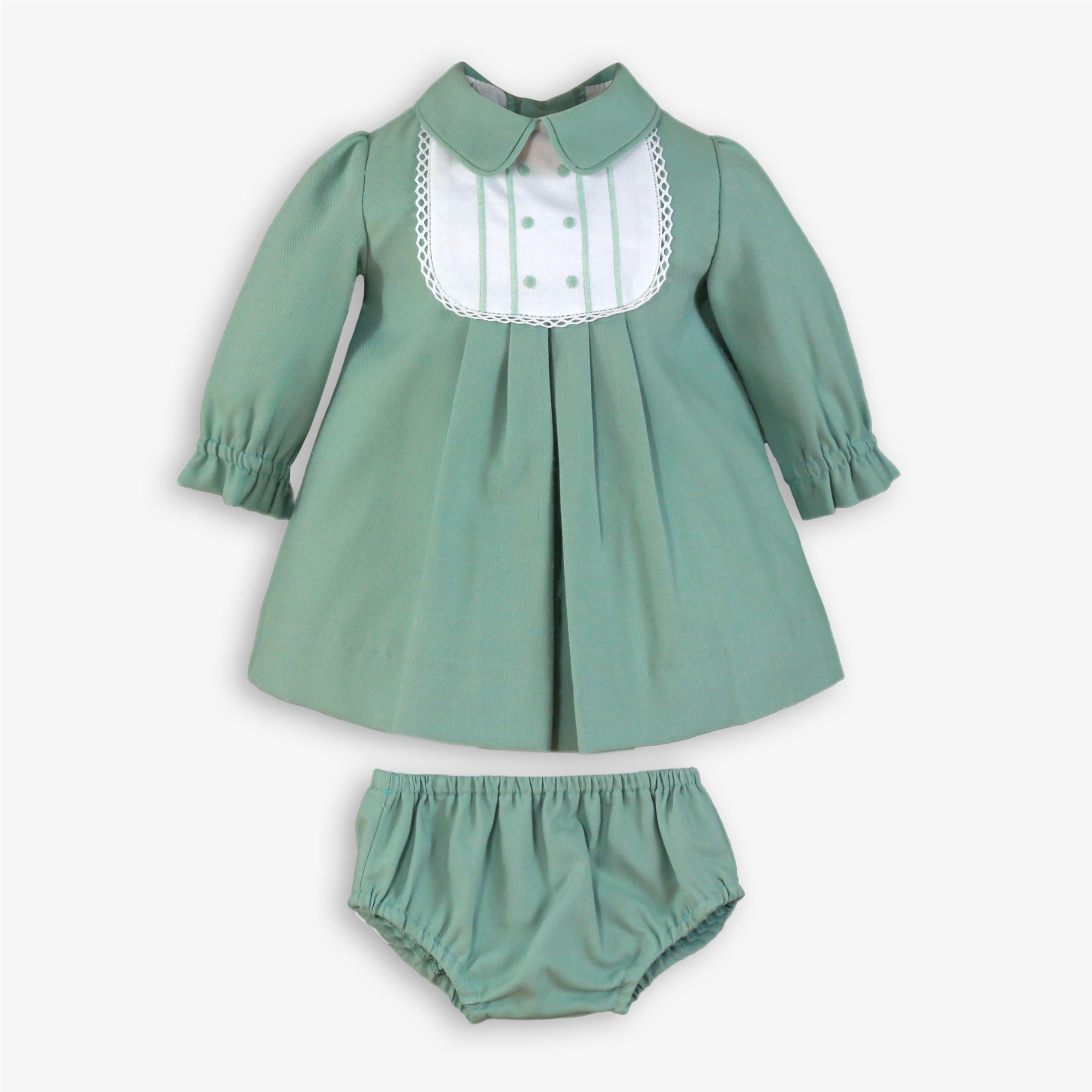 Vestido y braguita bebe niña verde Miranda 0029