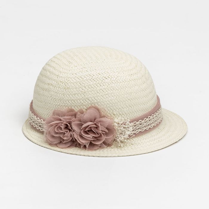 (Fabricación 4 días) Gorrito Bebe modelo Blanca con pequeño tocado Inés Rosa Francia