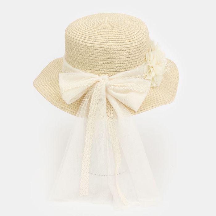 (Fabricación 4 días) Sombrero Aosta tocado Inés y lazada Crudo