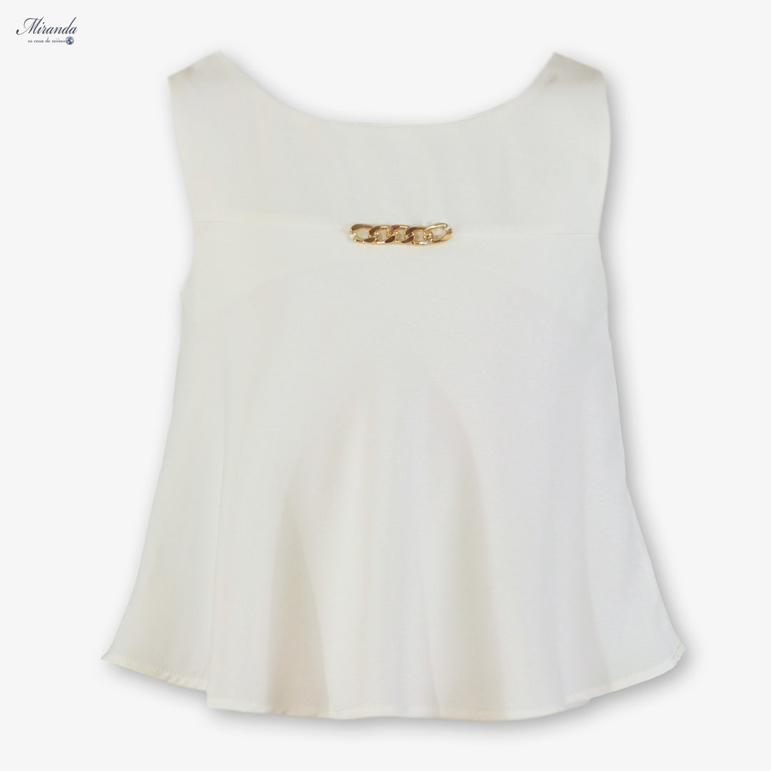 Conjunto niña blusa blanca y falda roja | Miranda 0312