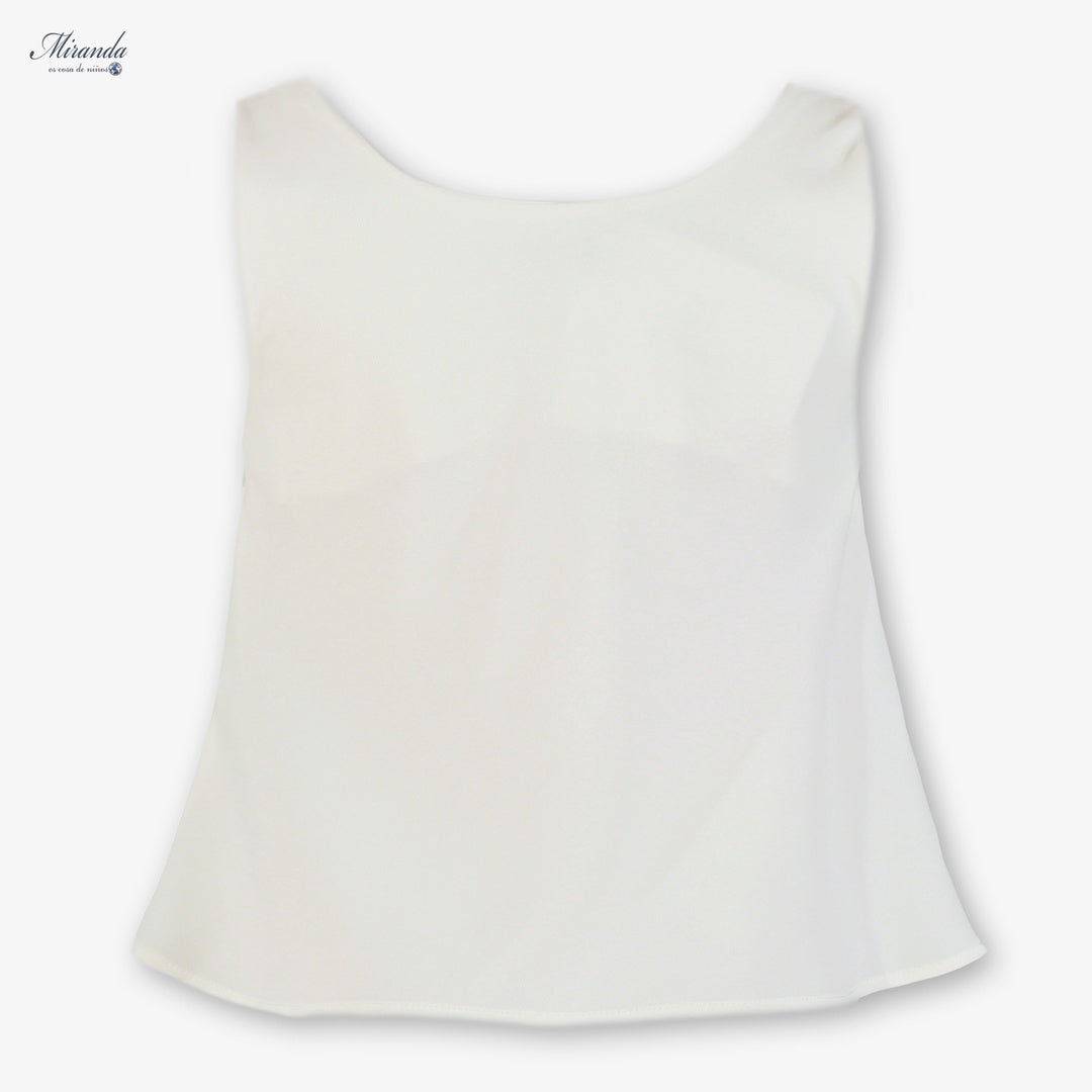 Conjunto niña blusa blanca y falda roja | Miranda 0312