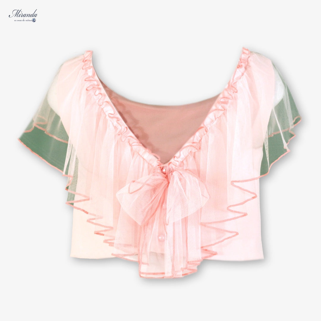 Conjunto niña rosa blusa tul y pantalón fluido Miranda 0324