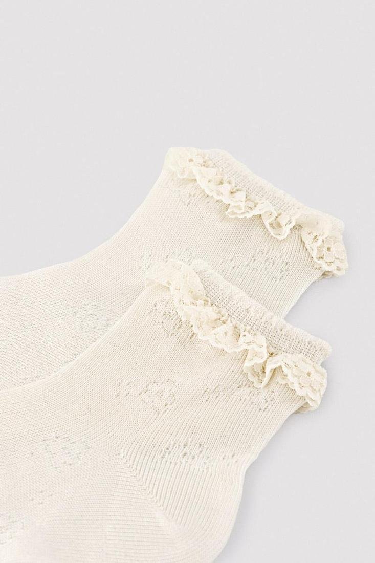 Calcetín Infantil Calado Ysabel Mora Marfil - Especial Eventos con Puño Antipresión