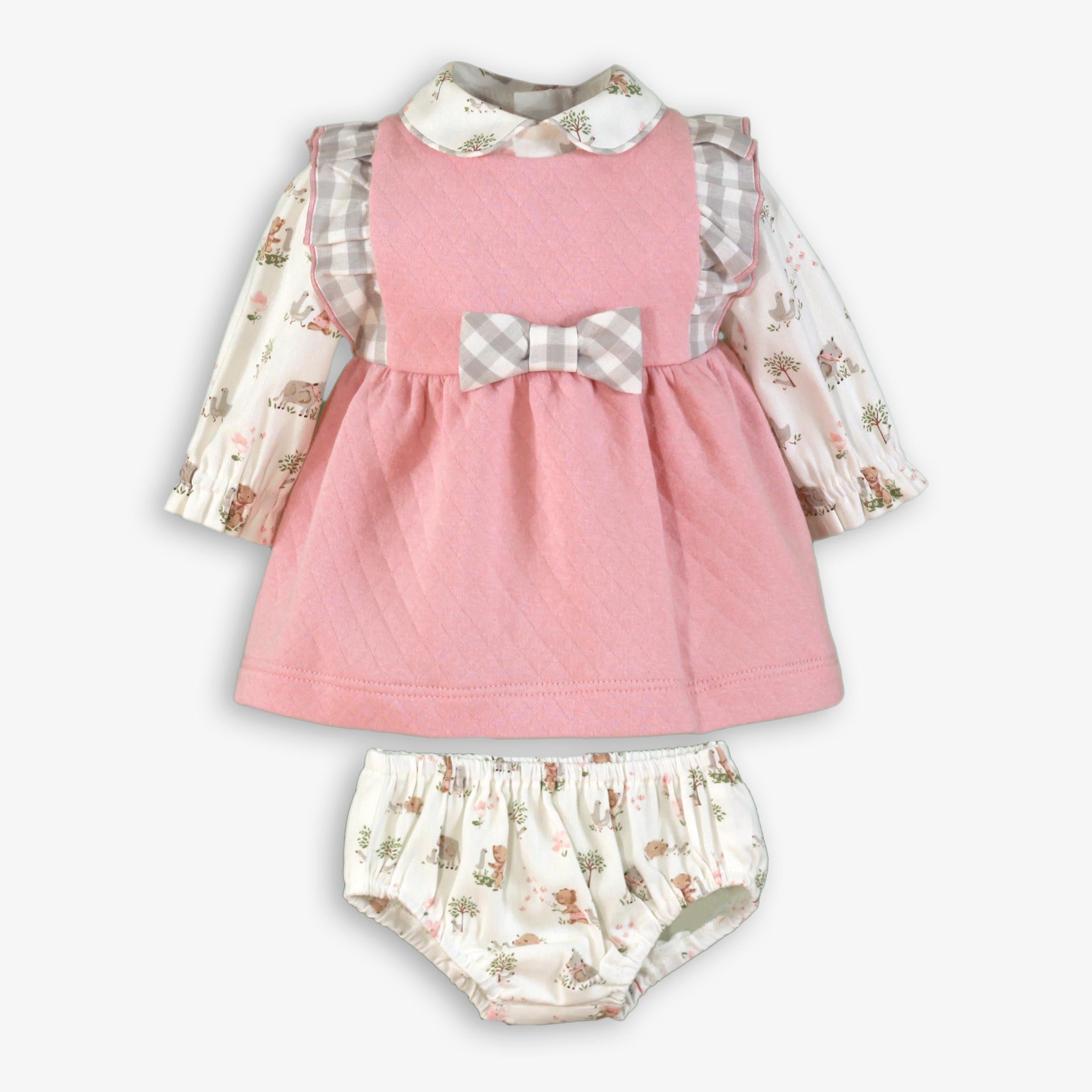 Vestido y braguita bebe niña rosa 0032