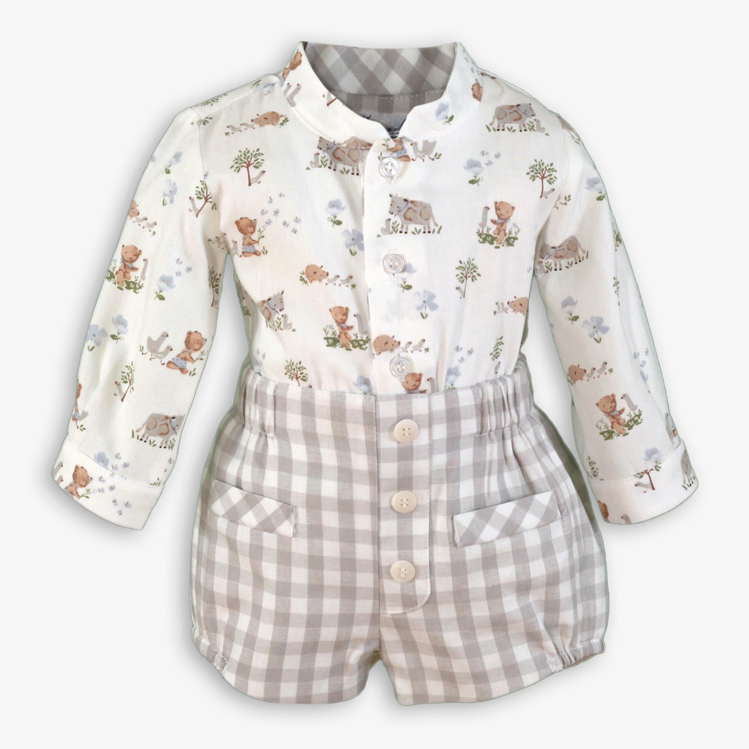 Conjunto bebe niño animalitos gris Miranda 0033