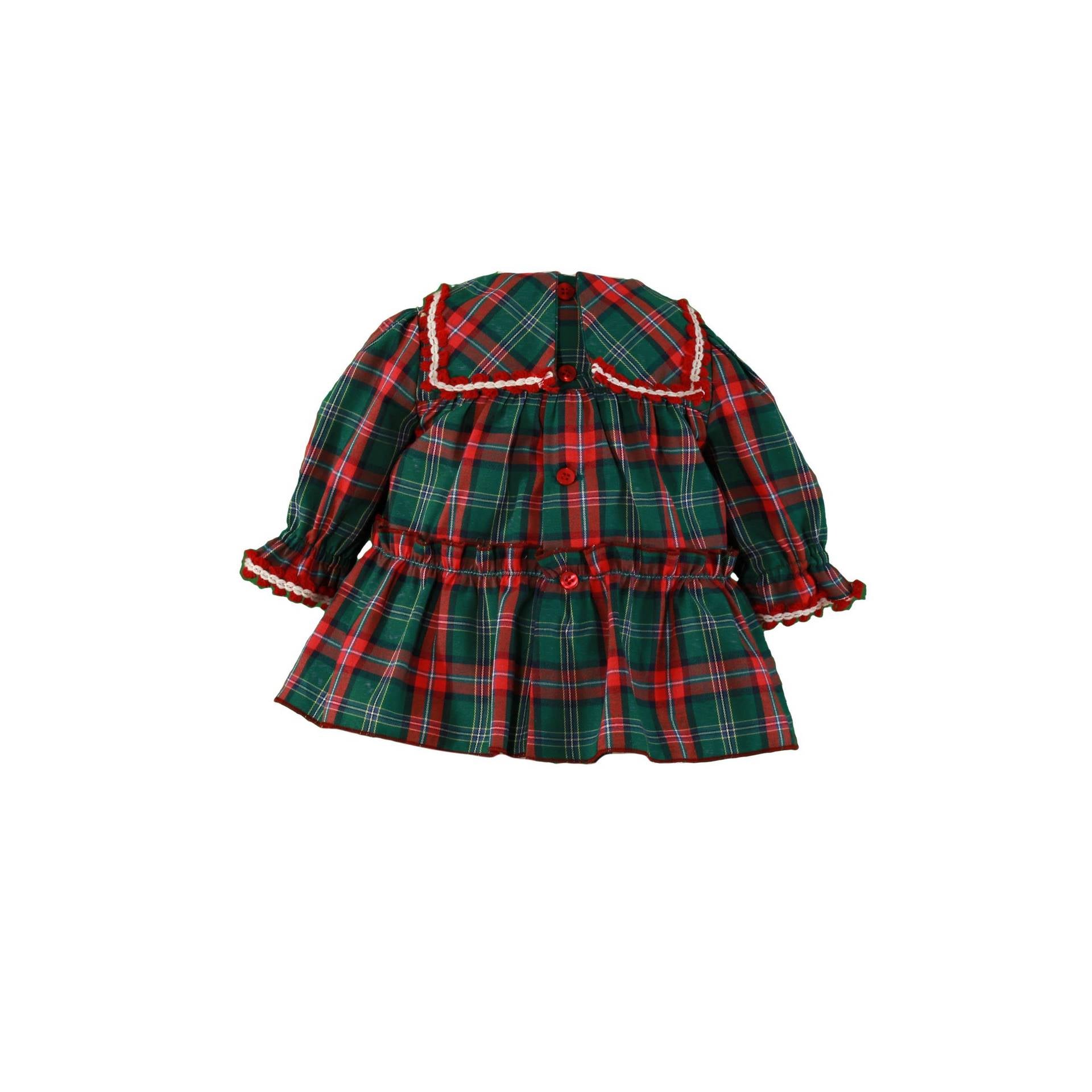 Vestido bebe niña cuadros verde botella 0030