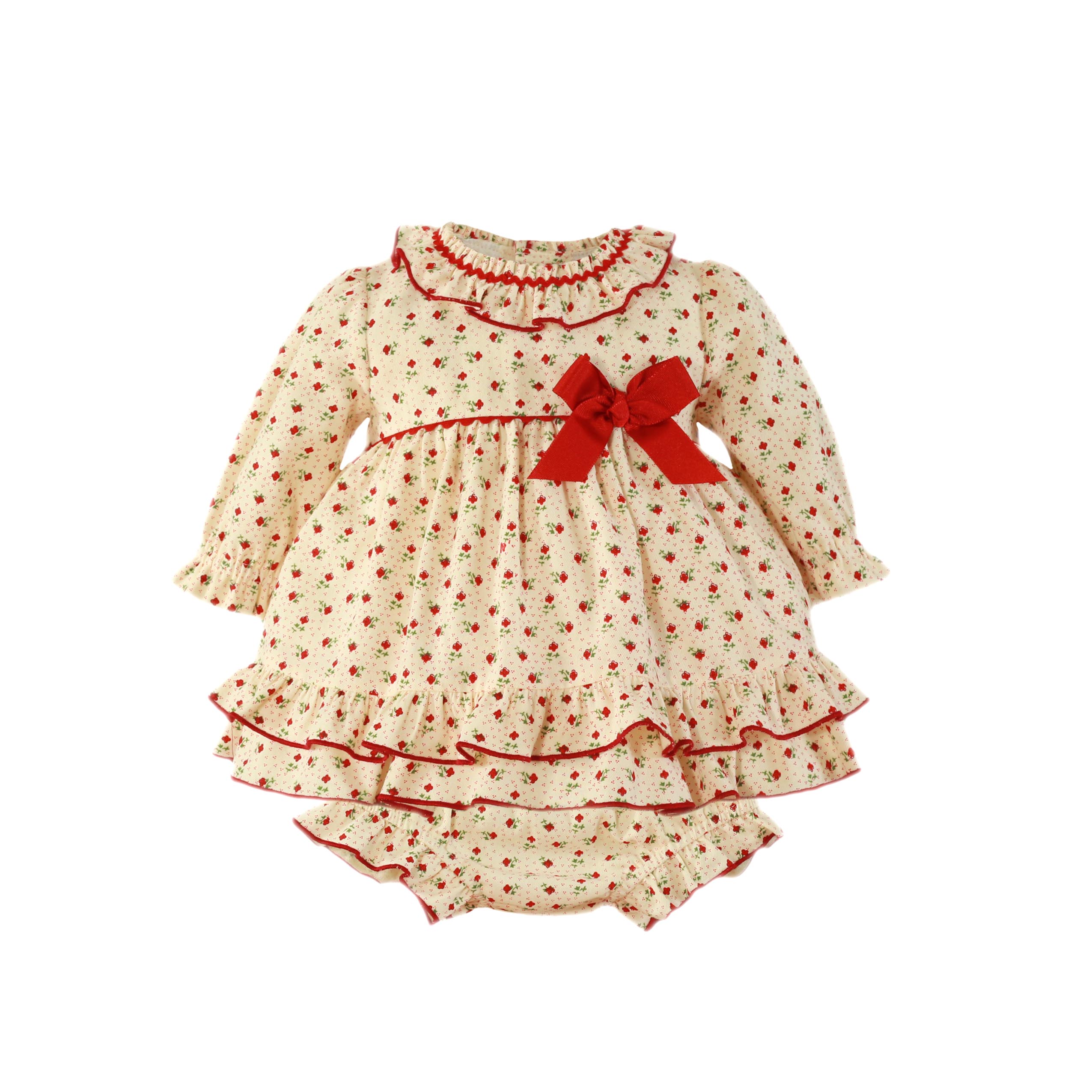 Miranda Vestido y braguita Vuelo Bebé Florecitas Rojo Miranda 0037 - La boutique de AyA