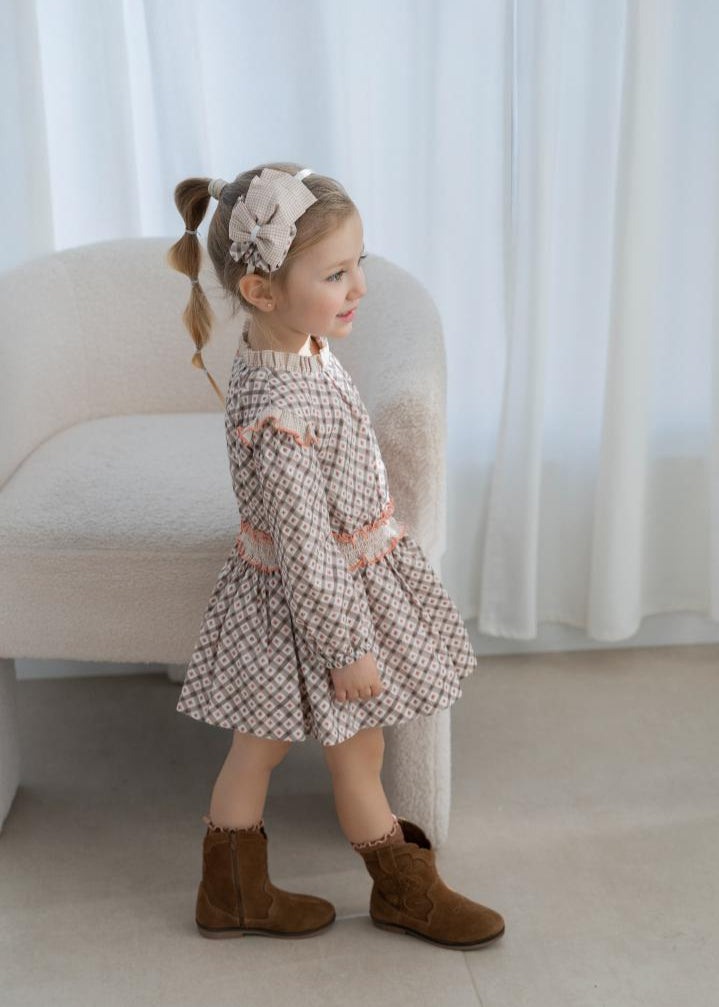Vestido niña infantil marrón claro 0608 Miranda - La boutique de AyA Miranda