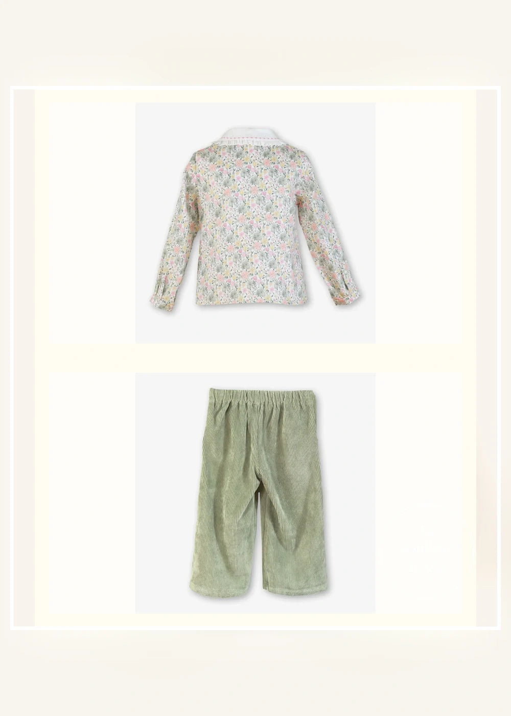 Conjunto camisa floral y pantalón verde para niña Miranda 0248, imagen 3