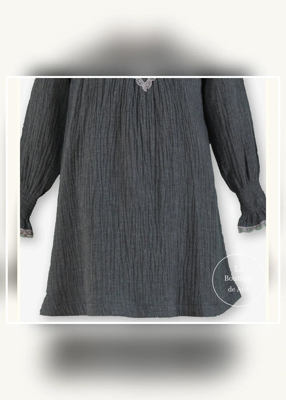 Vestido gris oscuro con encaje para niña Miranda 0303, imagen 5