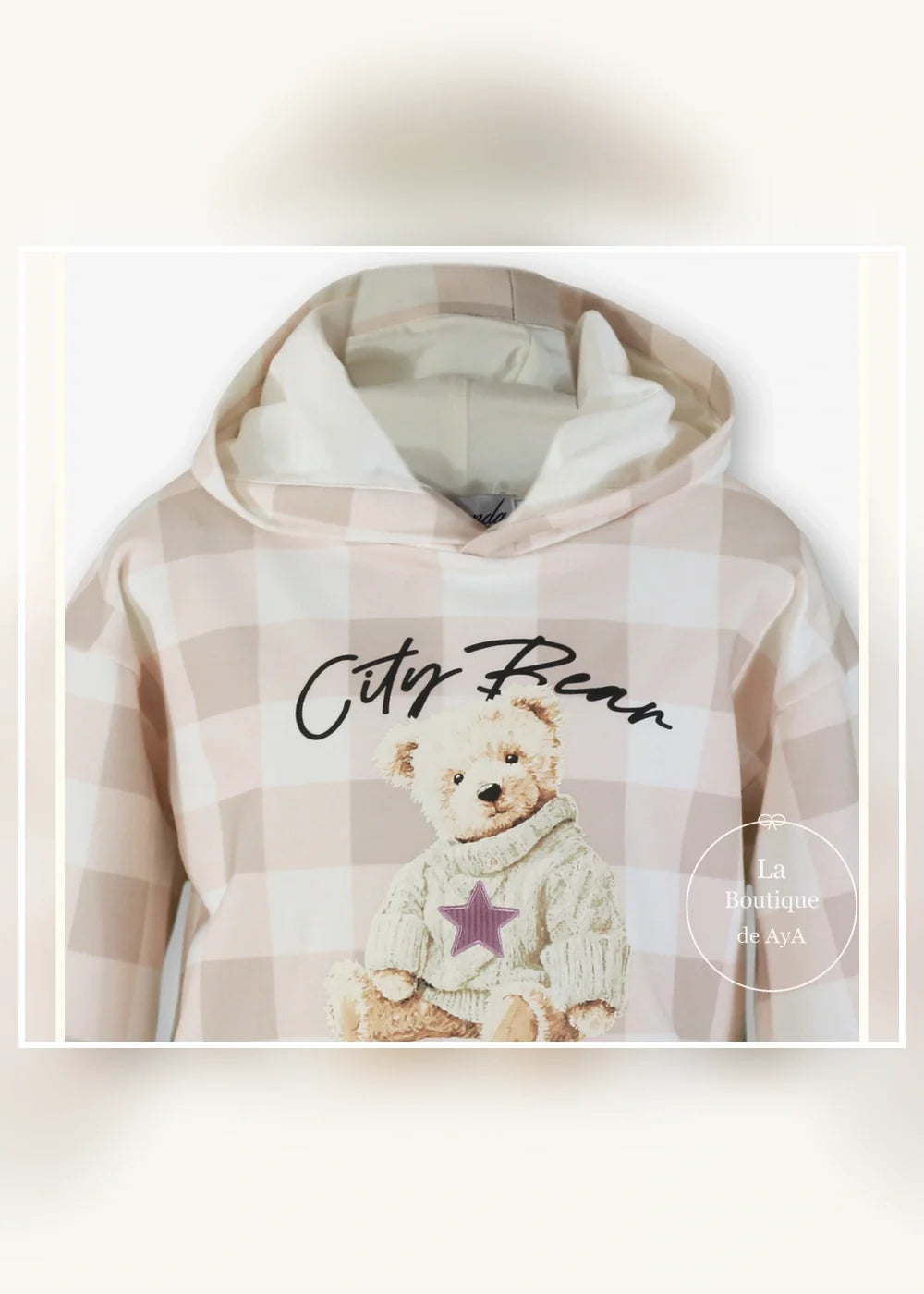 Conjunto sudadera cuadros y pantalón malva para niña Miranda 0310, imagen 4
