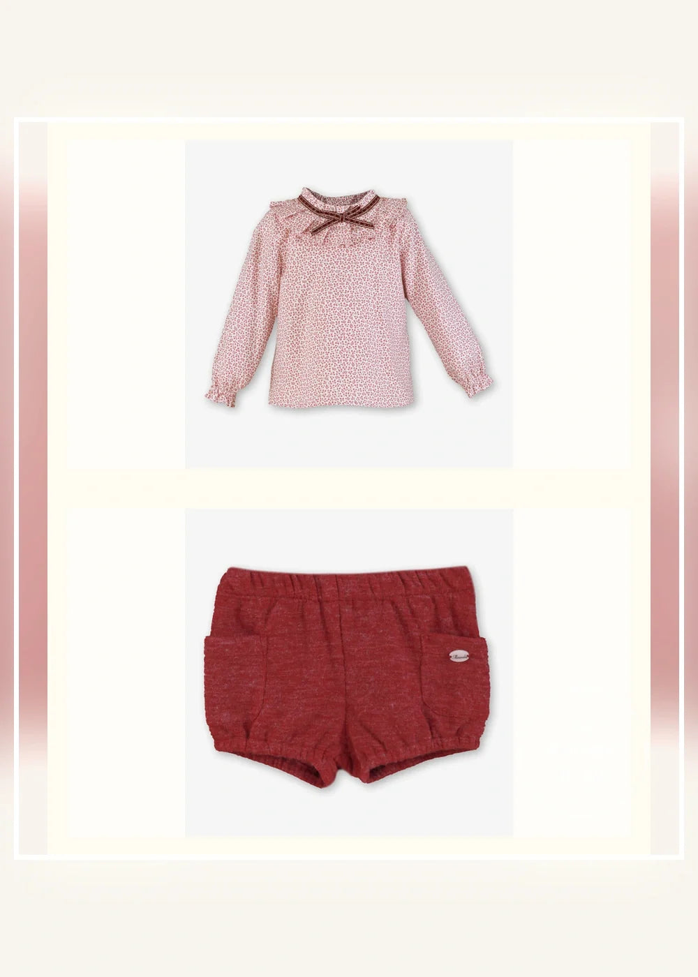 Conjunto blusa floral y short granate para niña Miranda 0610, imagen 2