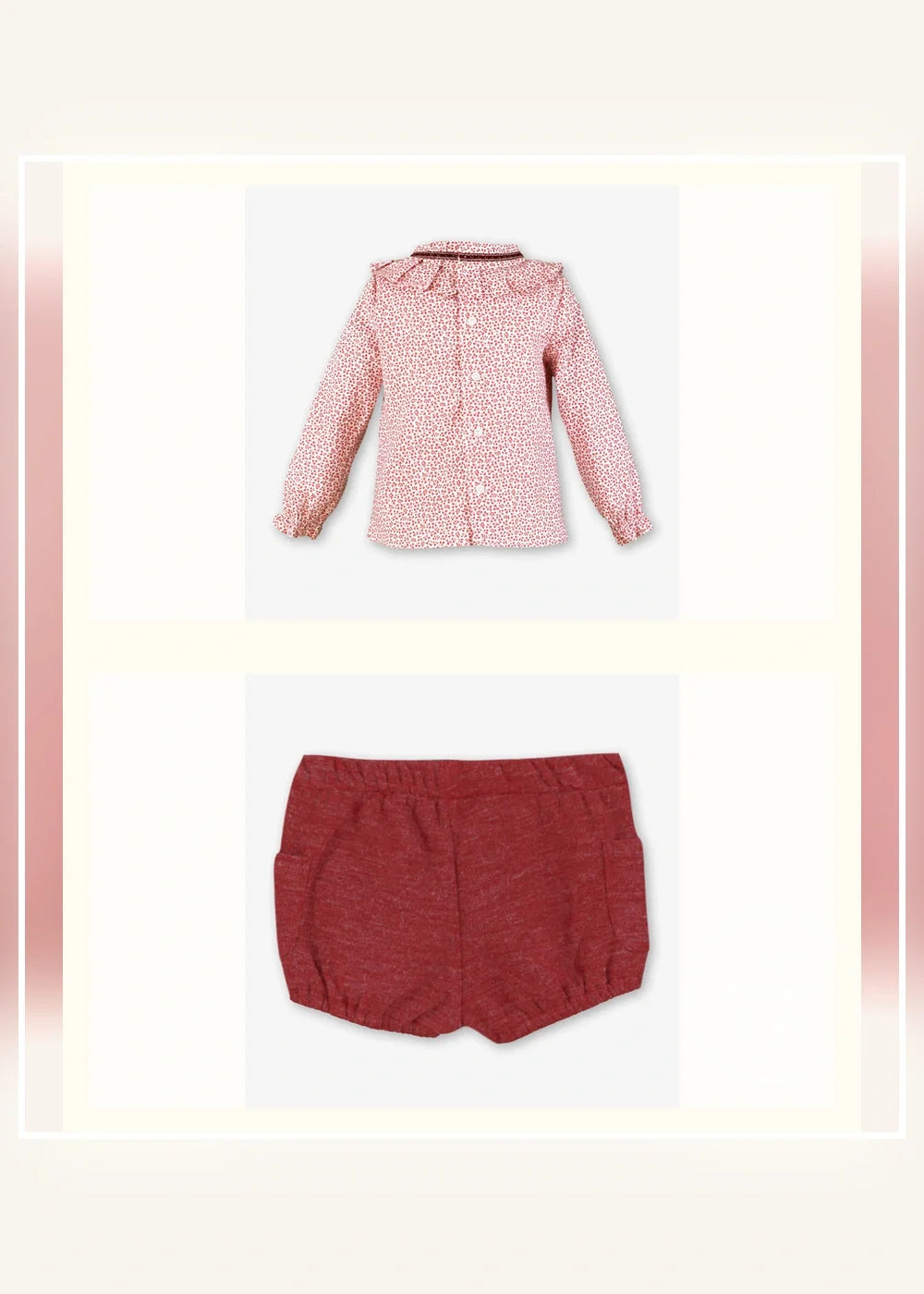 Conjunto blusa floral y short granate para niña Miranda 0610, imagen 3