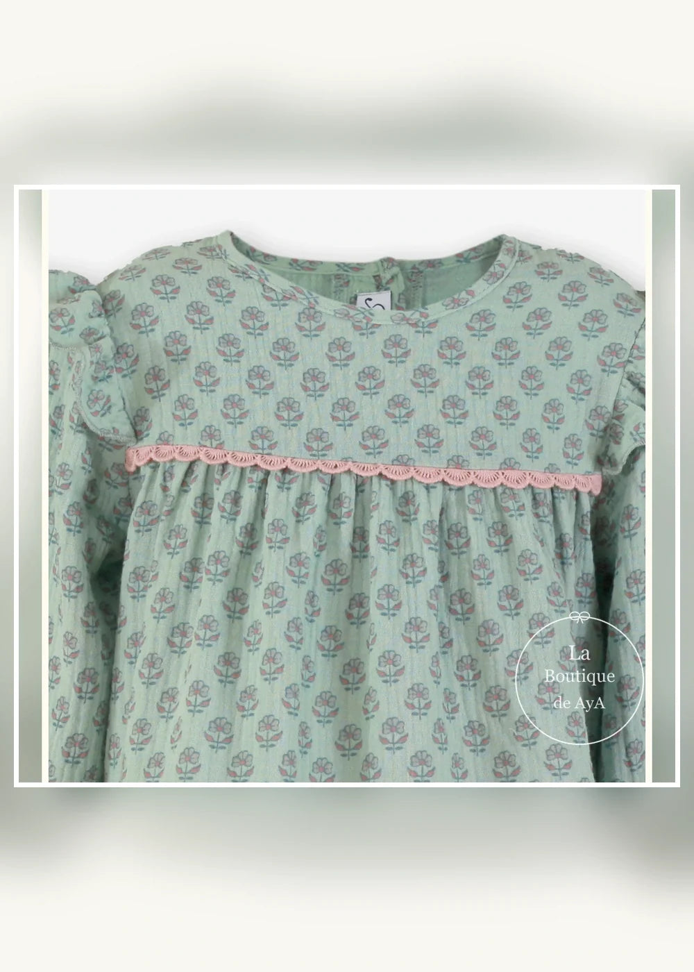 Conjunto blusa verde y pantalón rosa para niña Miranda 0623, imagen 4