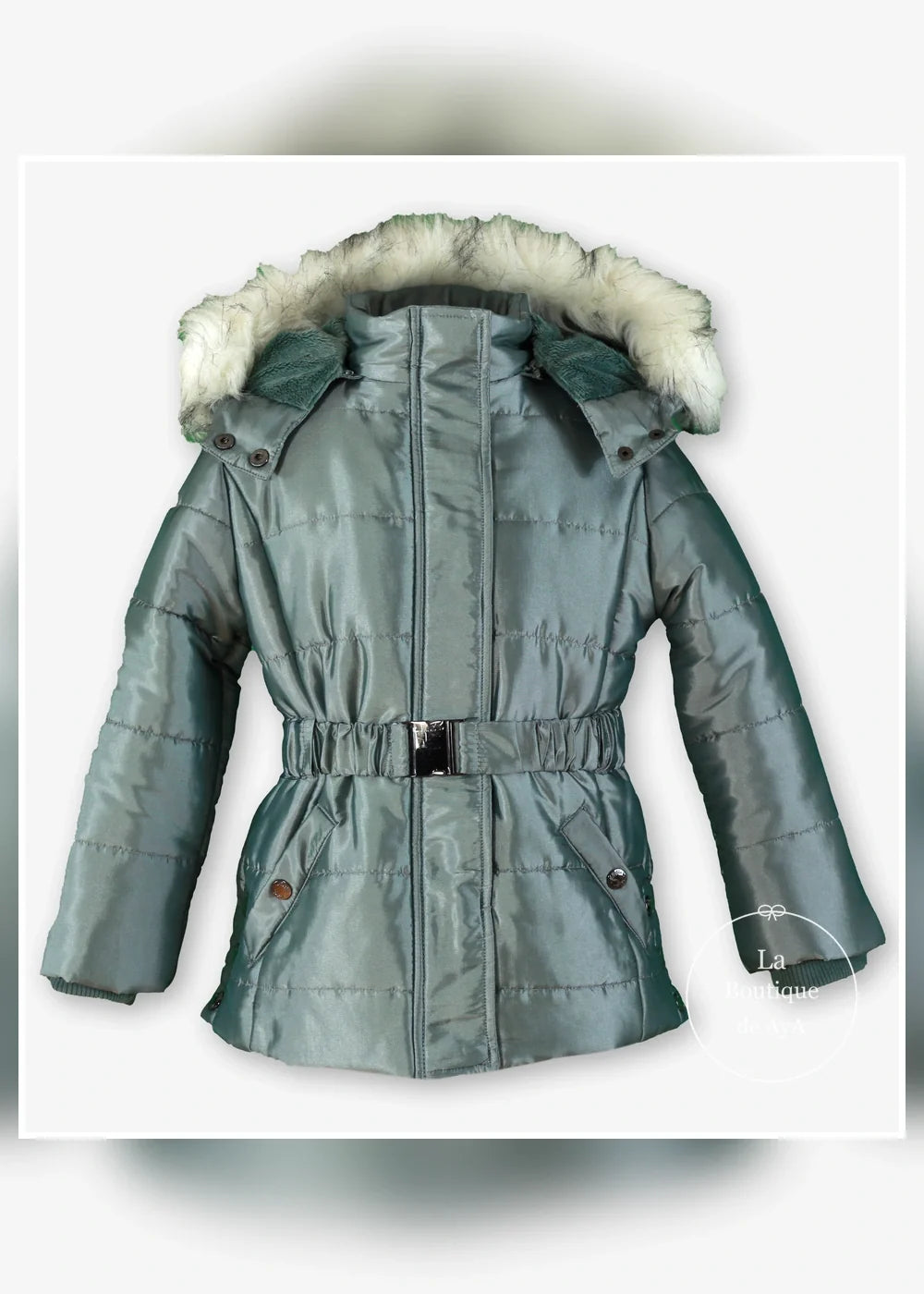Parka verde agua con capucha para niña Miranda 1400, imagen 2