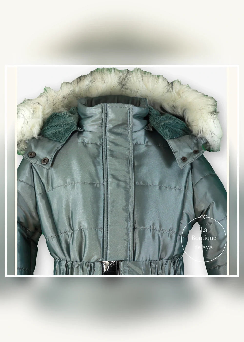 Parka verde agua con capucha para niña Miranda 1400, imagen 4