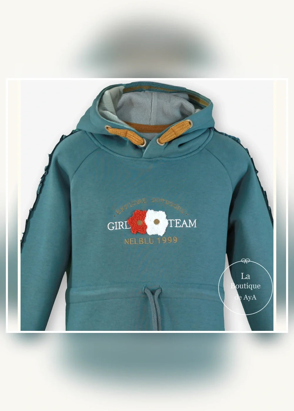 Vestido sudadera verde agua con capucha para niña Miranda 1403, imagen 4