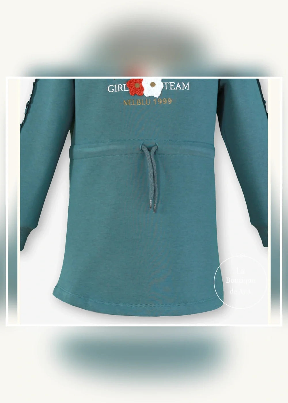 Vestido sudadera verde agua con capucha para niña Miranda 1403, imagen 5