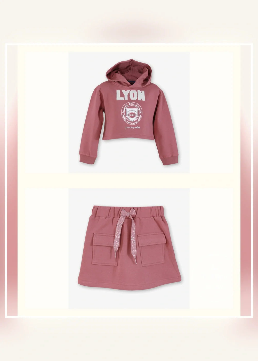 Conjunto sudadera y falda rosa empolvado para niña Miranda 1410, imagen 2