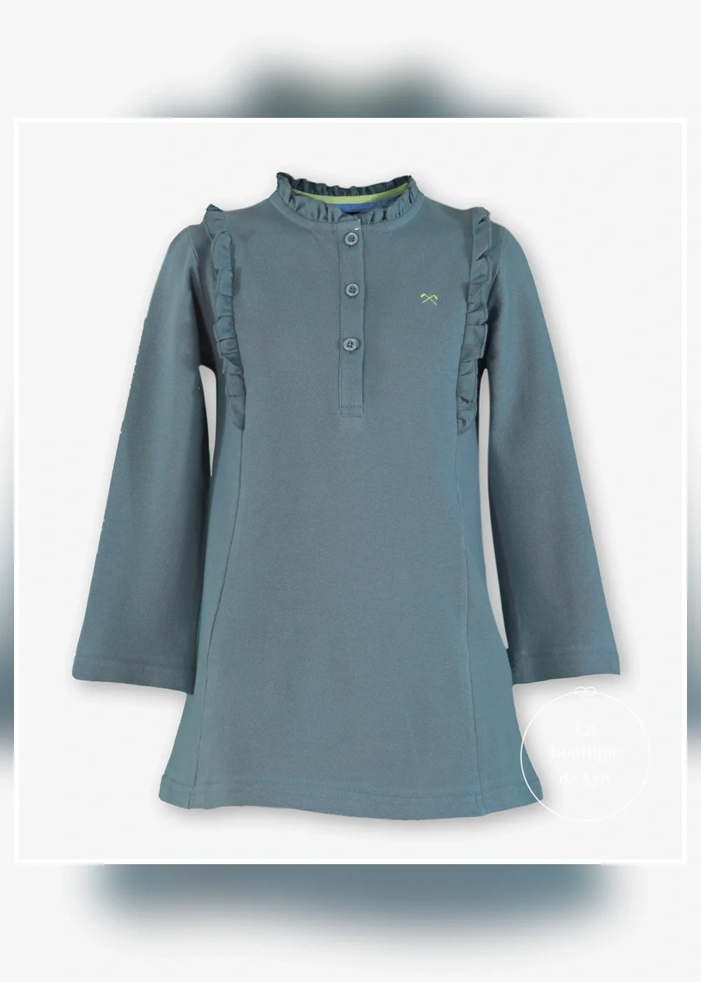 Vestido azul empolvado con volantes para niña Miranda 1412, imagen 2