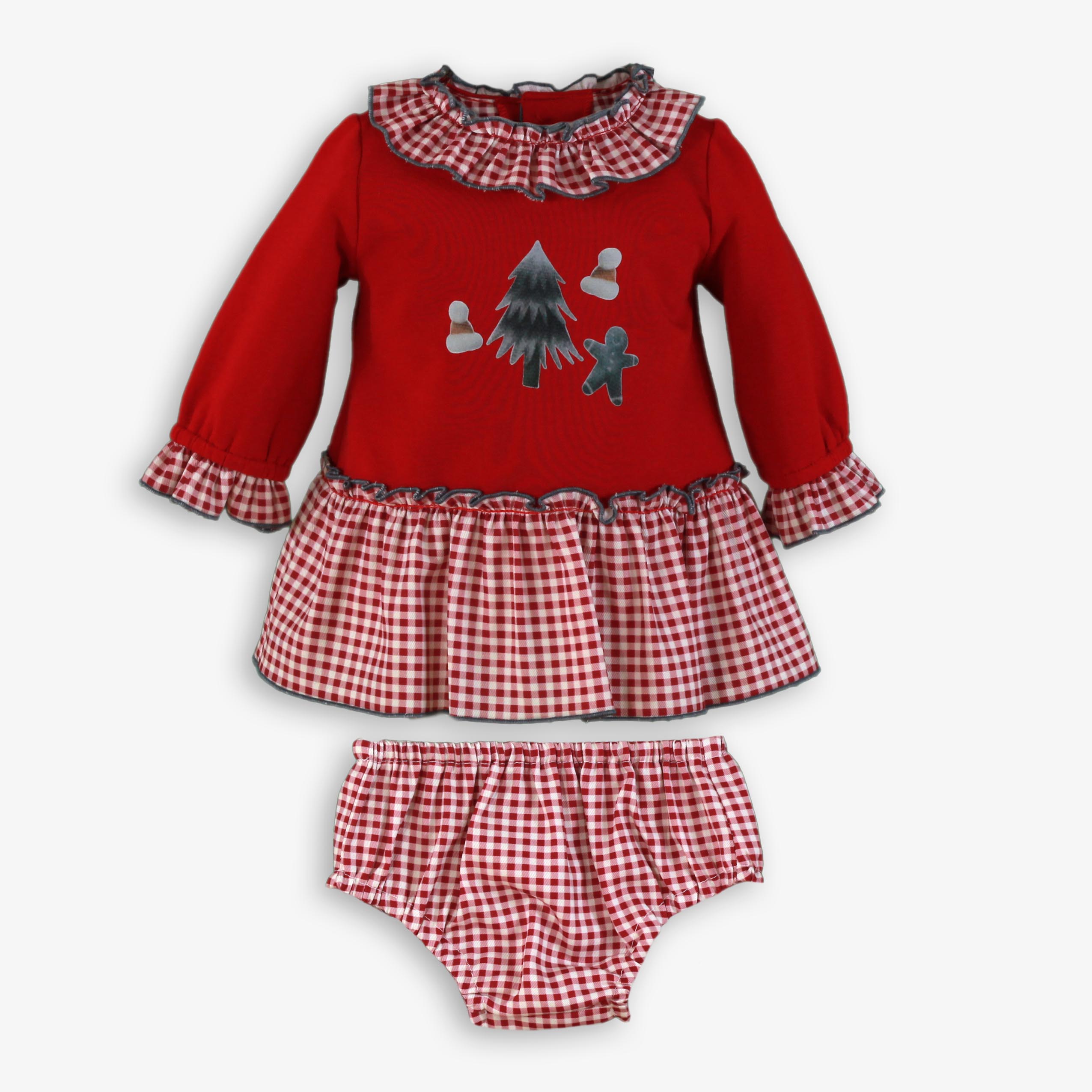 Vestido y braguita bebe niña rojo navideño Miranda 0045 - La boutique de AyA Miranda