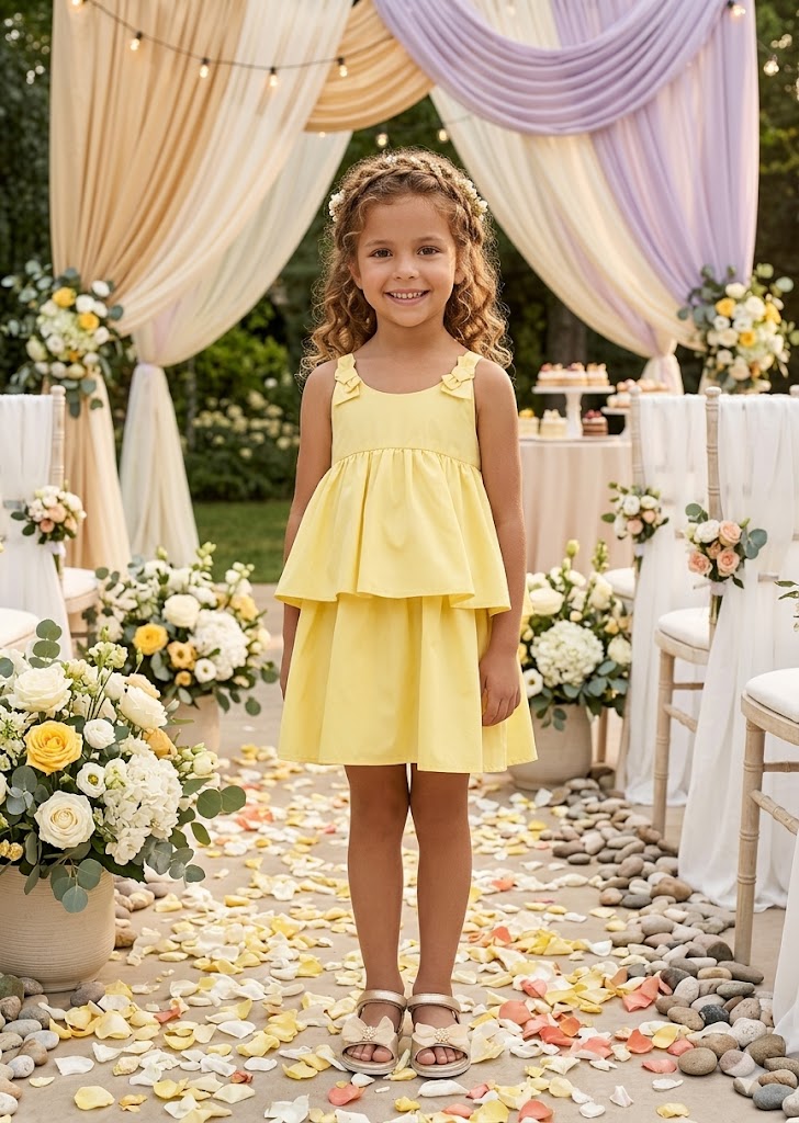 Vestido de Ceremonia Abel & Lula Amarillo Pastel 05041| Colección Primavera-Verano