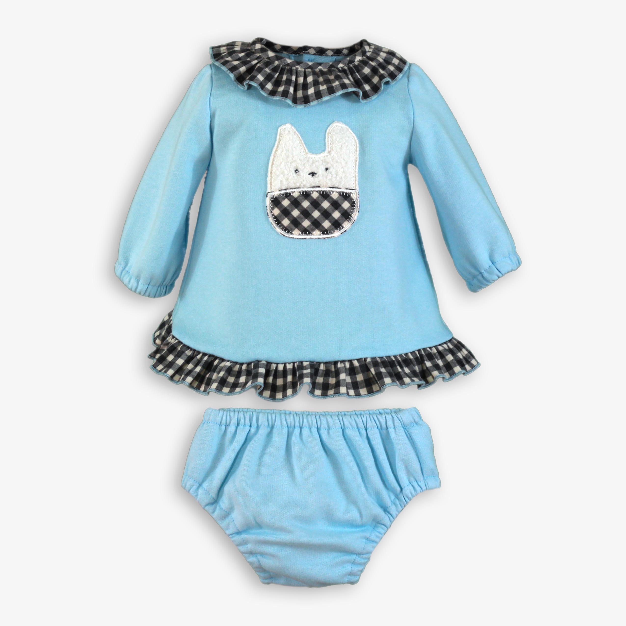 Vestido y braguita bebe niña azul Miranda 0048 - La boutique de AyA Miranda