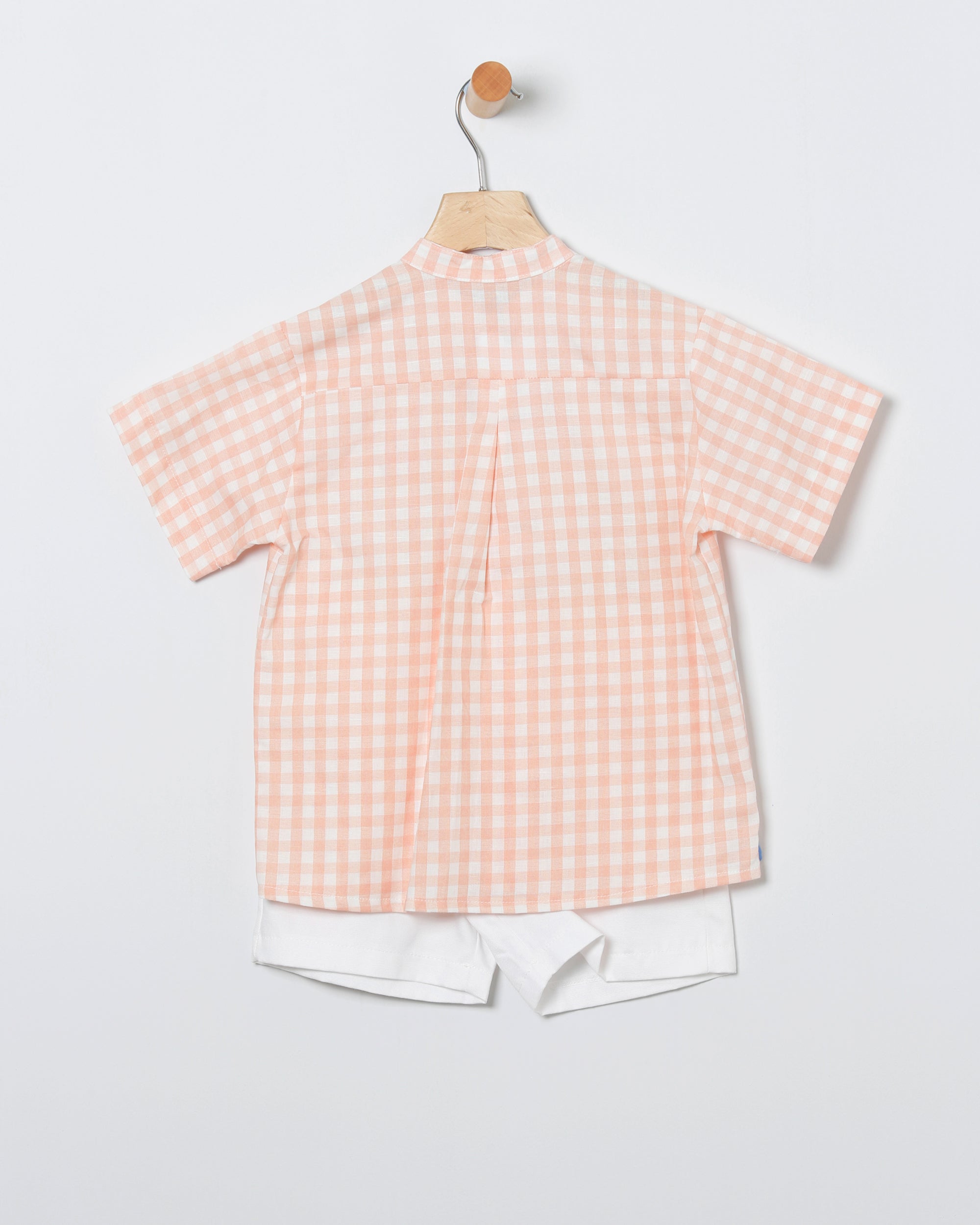 Conjunto bermudas y camisa cuadros salmon niño coco acqua 50410 - La boutique de AyA Coco Acqua