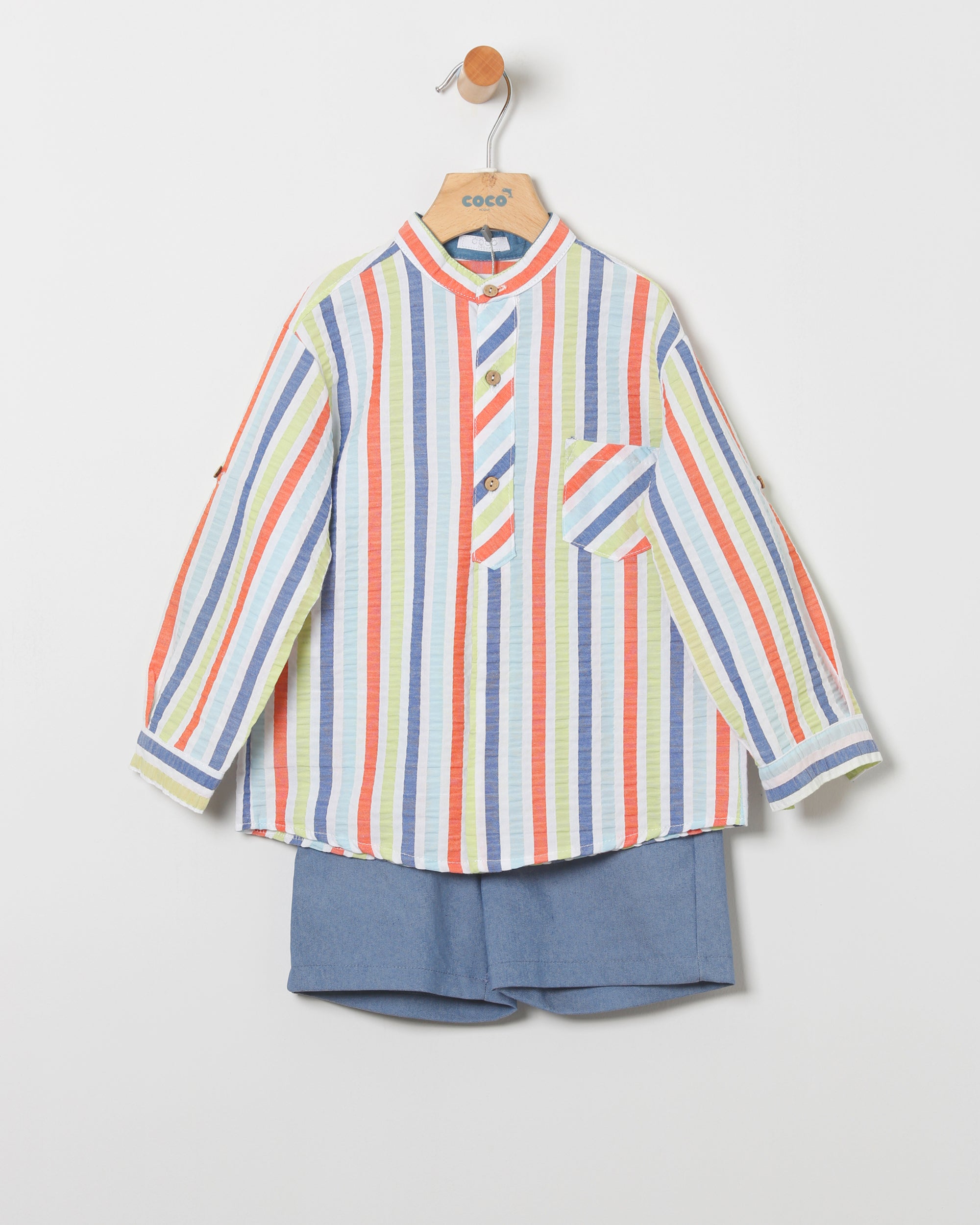 conjunto bermuda y camisa rayas multicolor coco acqua 50451
