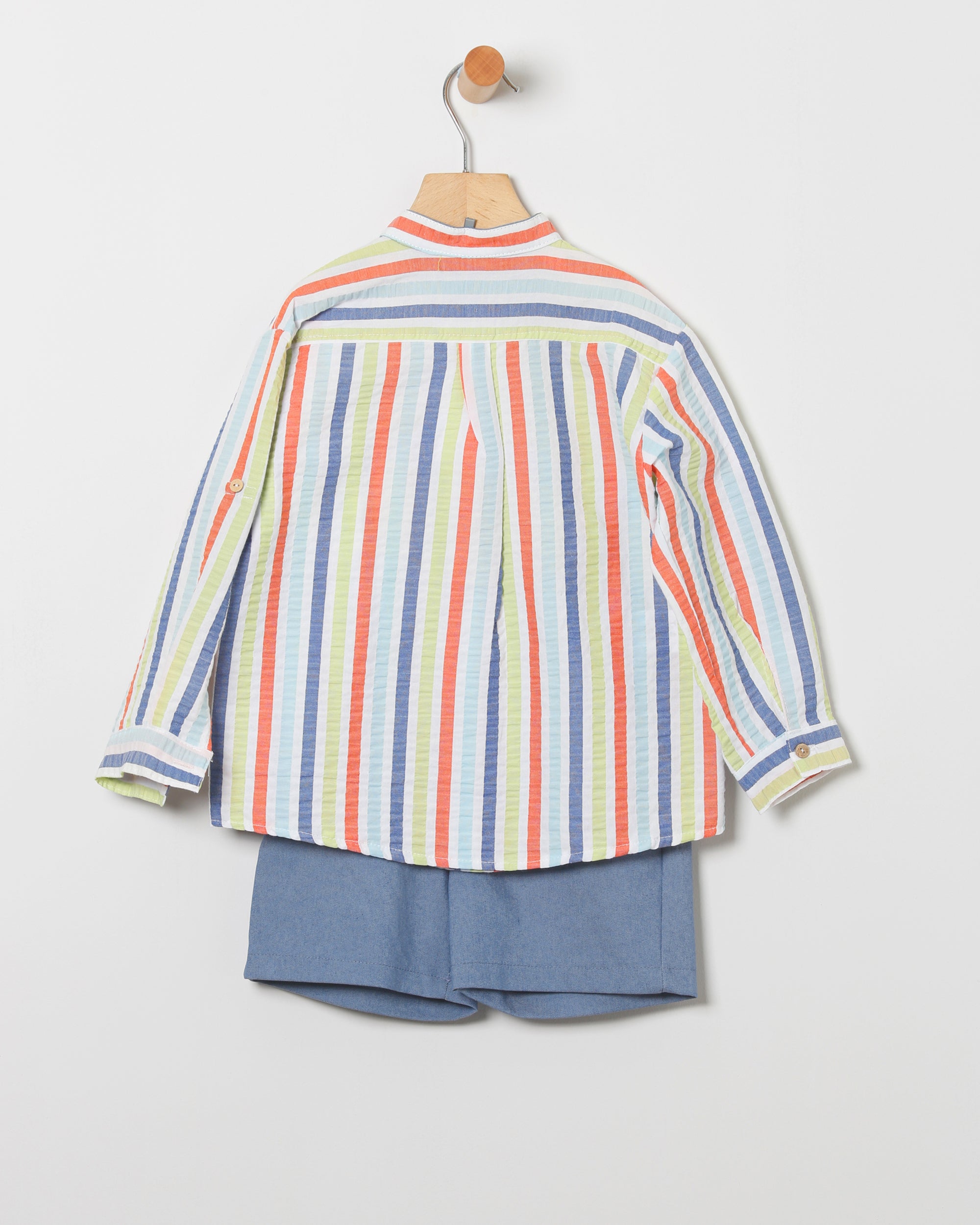 conjunto bermuda y camisa rayas multicolor coco acqua 50451