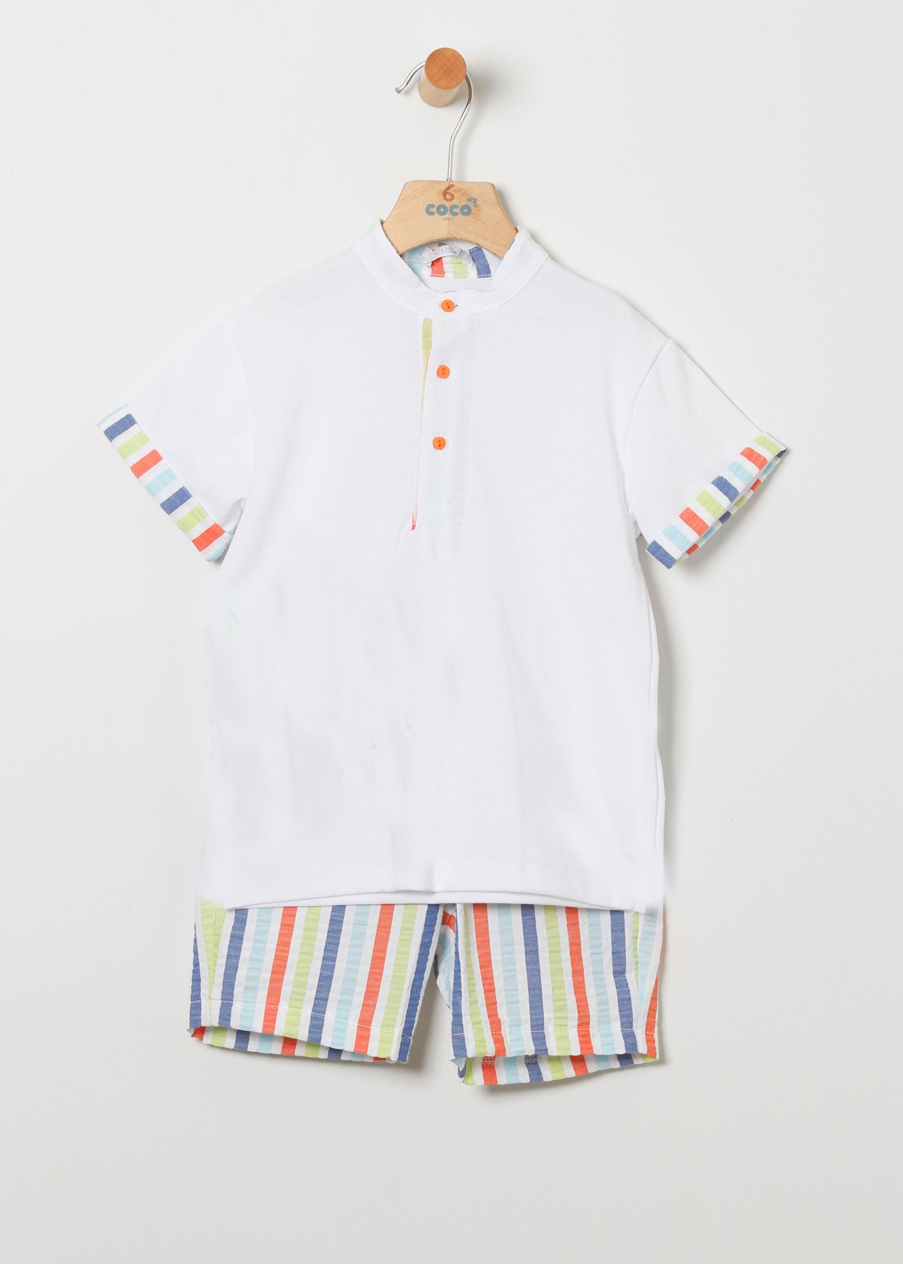 Conjunto polo y bermudas rayas multicolor niño coco acqua 50452
