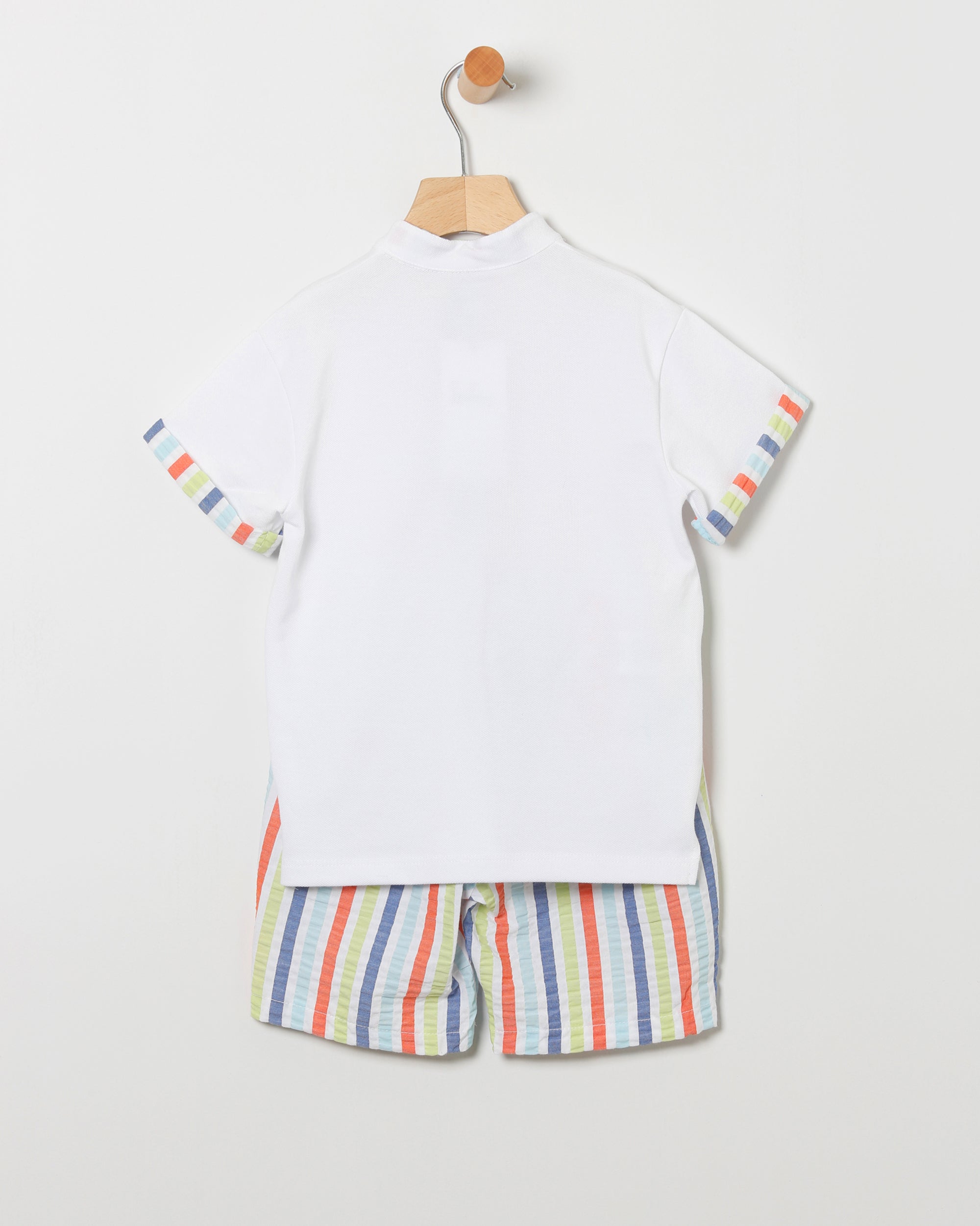 Conjunto polo y bermudas rayas multicolor niño coco acqua 50452