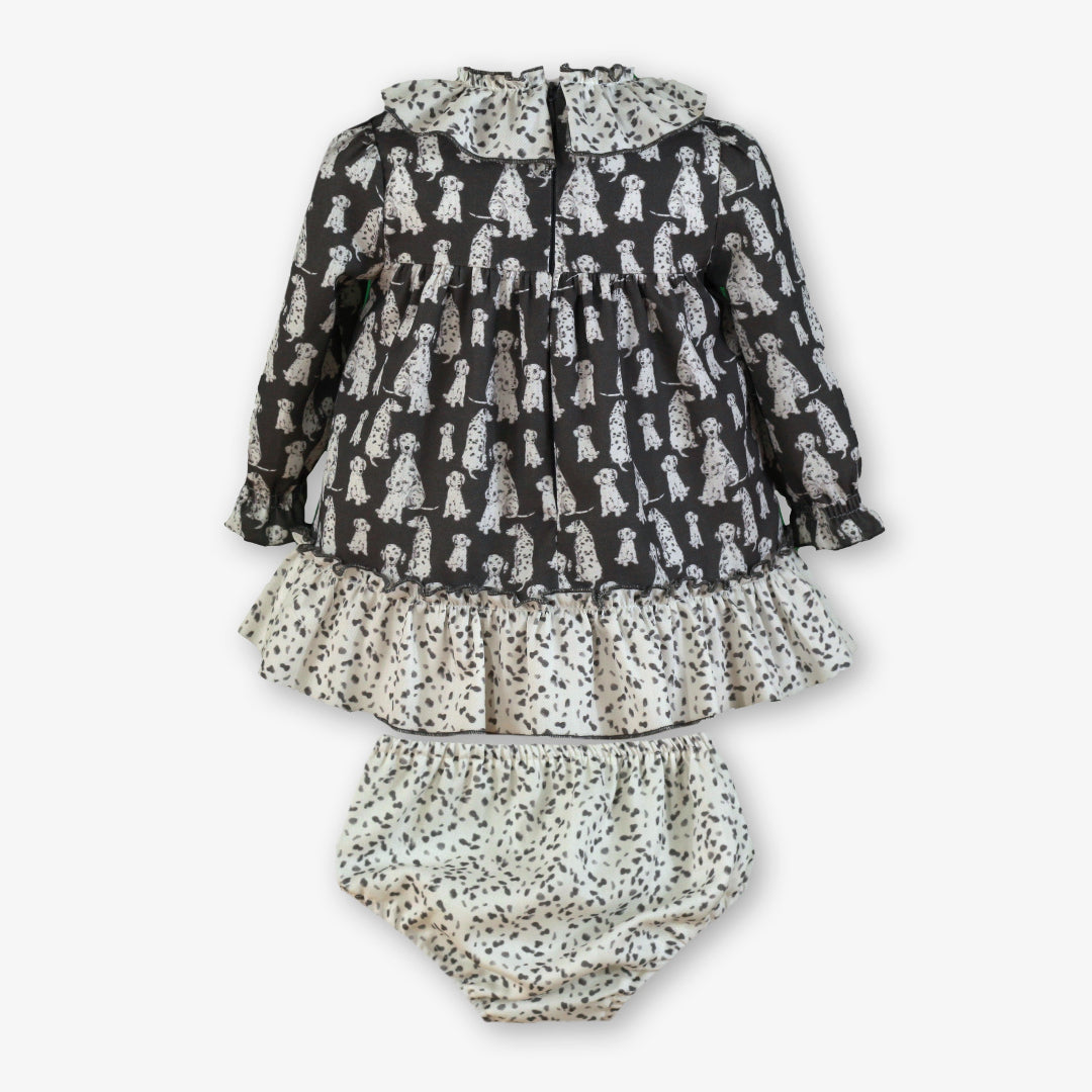 Vestido con braguita bebe niña dalmatas gris oscuro miranda 0510