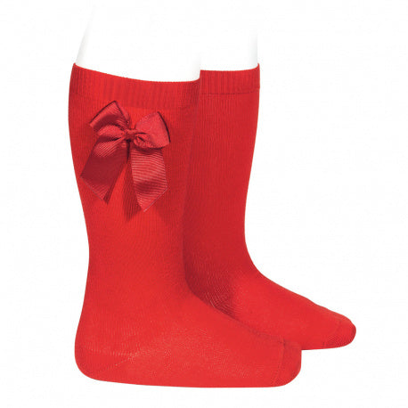 CONDOR ROJO 550 Calcetines altos algodón con lazo grogrén lateral - La boutique de AyA Cóndor