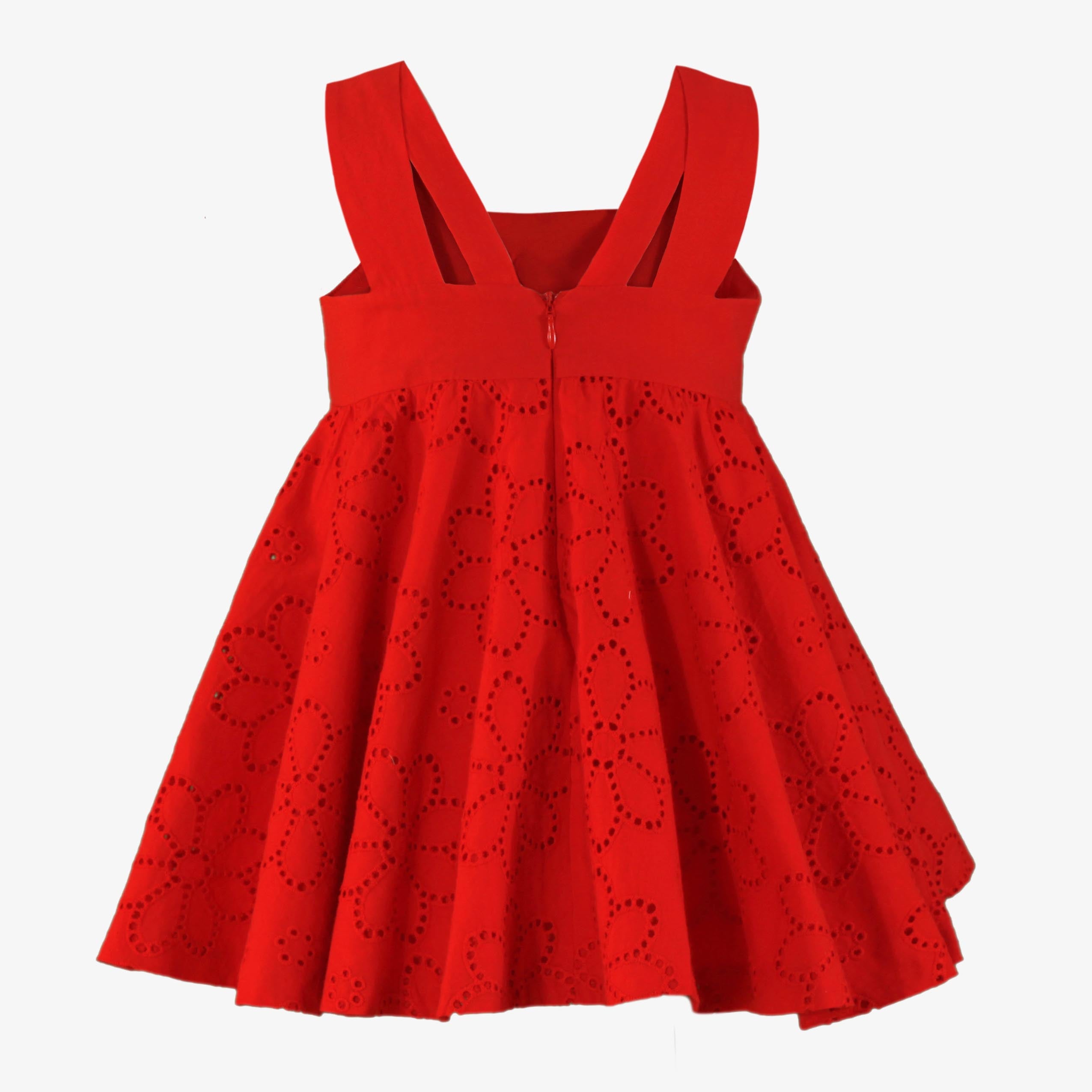 Vestido rojo Miranda 0600 con lazo y tejido perforado
