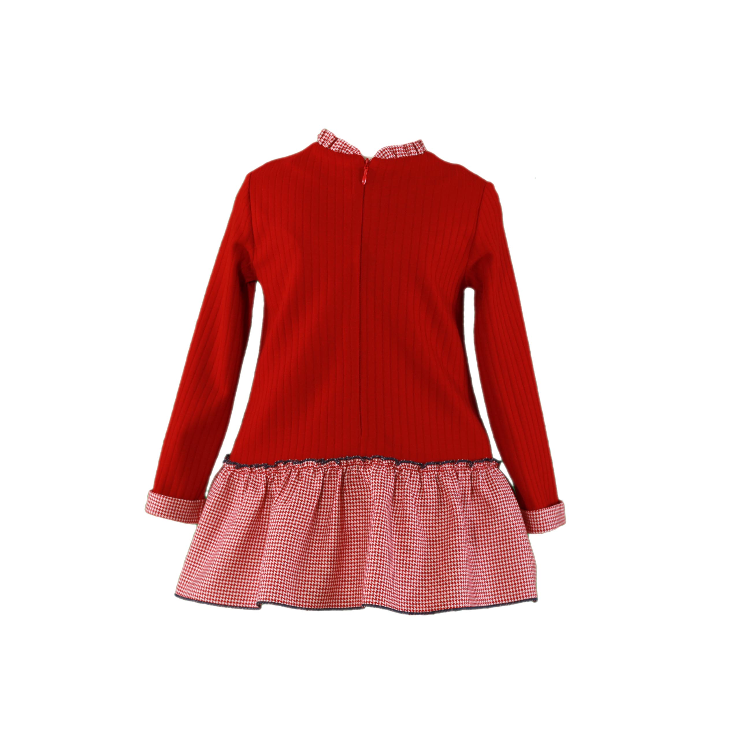 Vestido Infantil Rojo Estrellitas “Love” Volante Pata de Gallo Miranda 0601 - La boutique de AyA Miranda