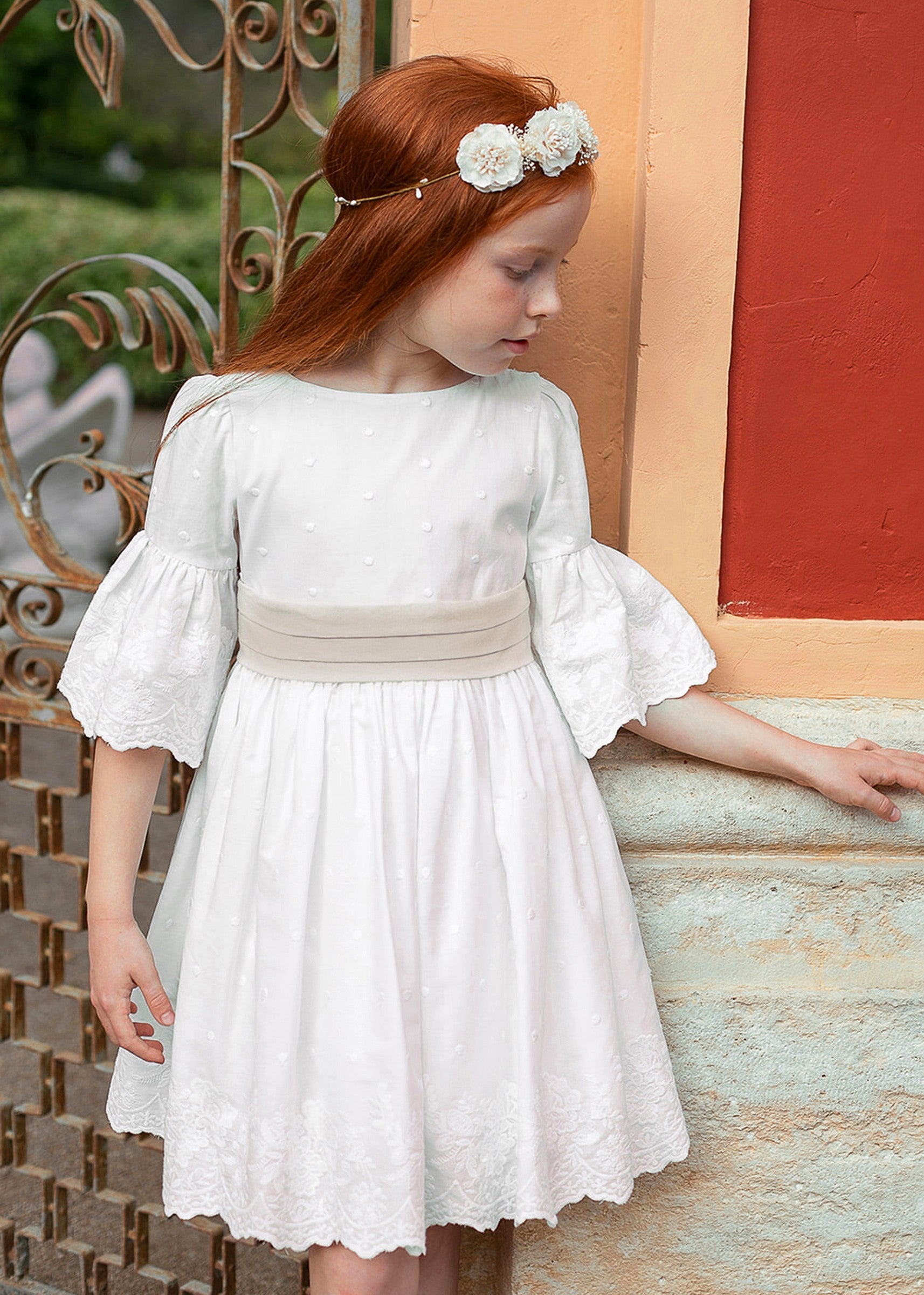 Vestido niña pop bordado tostado Coco Acqua 60414 - La boutique de AyA Coco Acqua