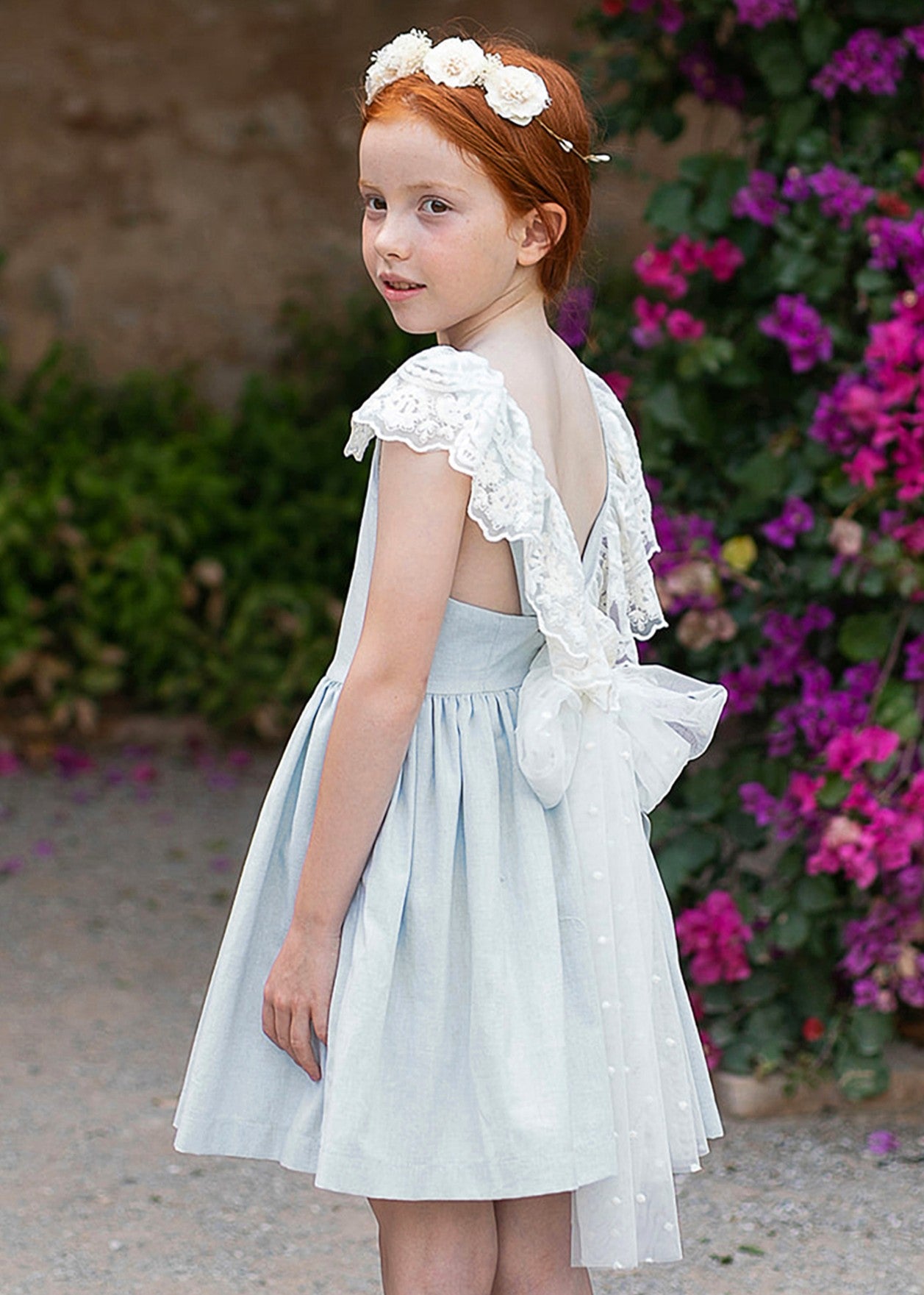 Vestido niña Chambray Verde Agua Coco Acqua 60422