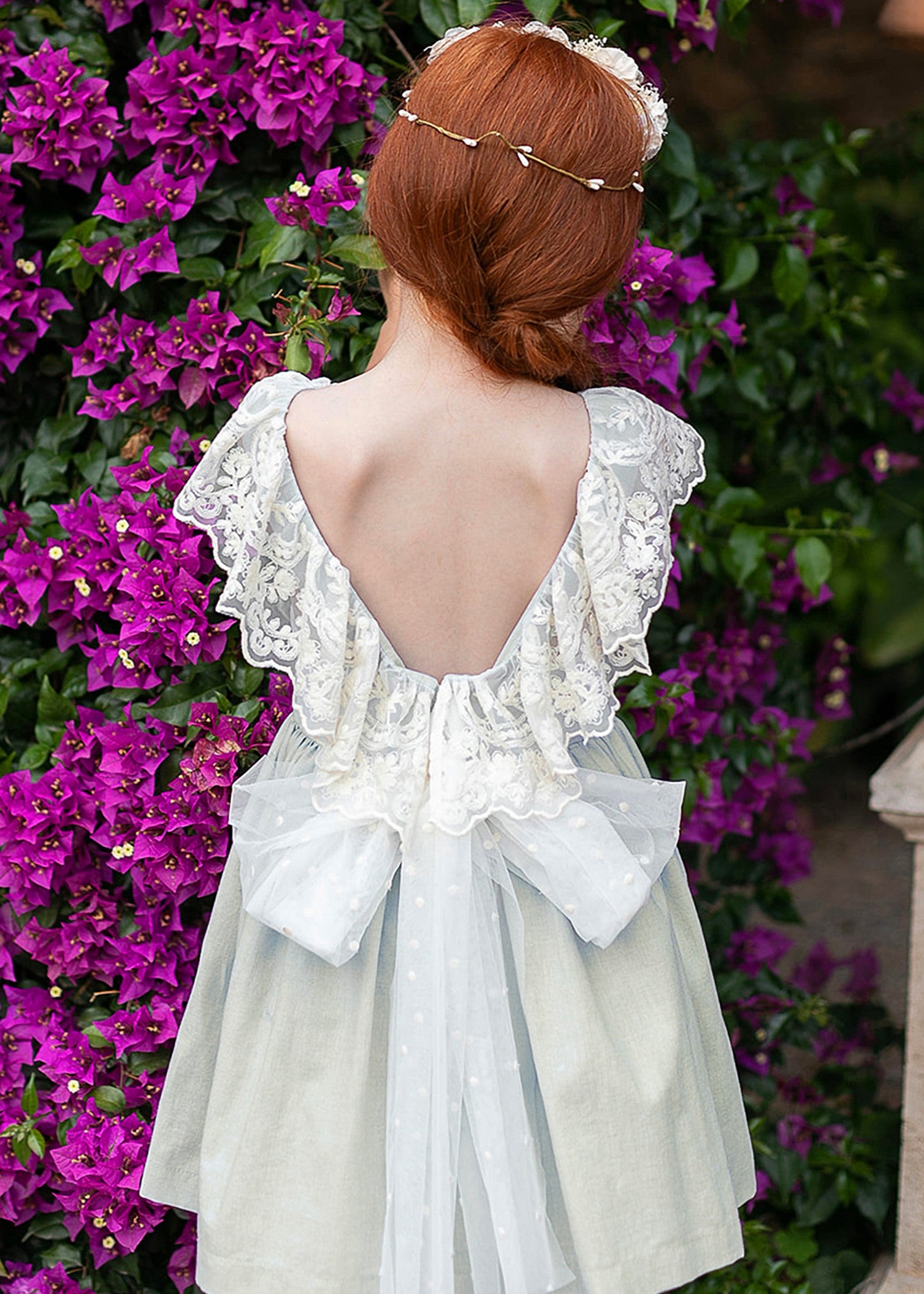 Vestido niña Chambray Verde Agua Coco Acqua 60422