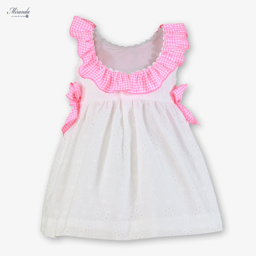 Vestido de Ceremonia Niña Miranda Blanco y Rosa Gingham | Verano 2026 0604