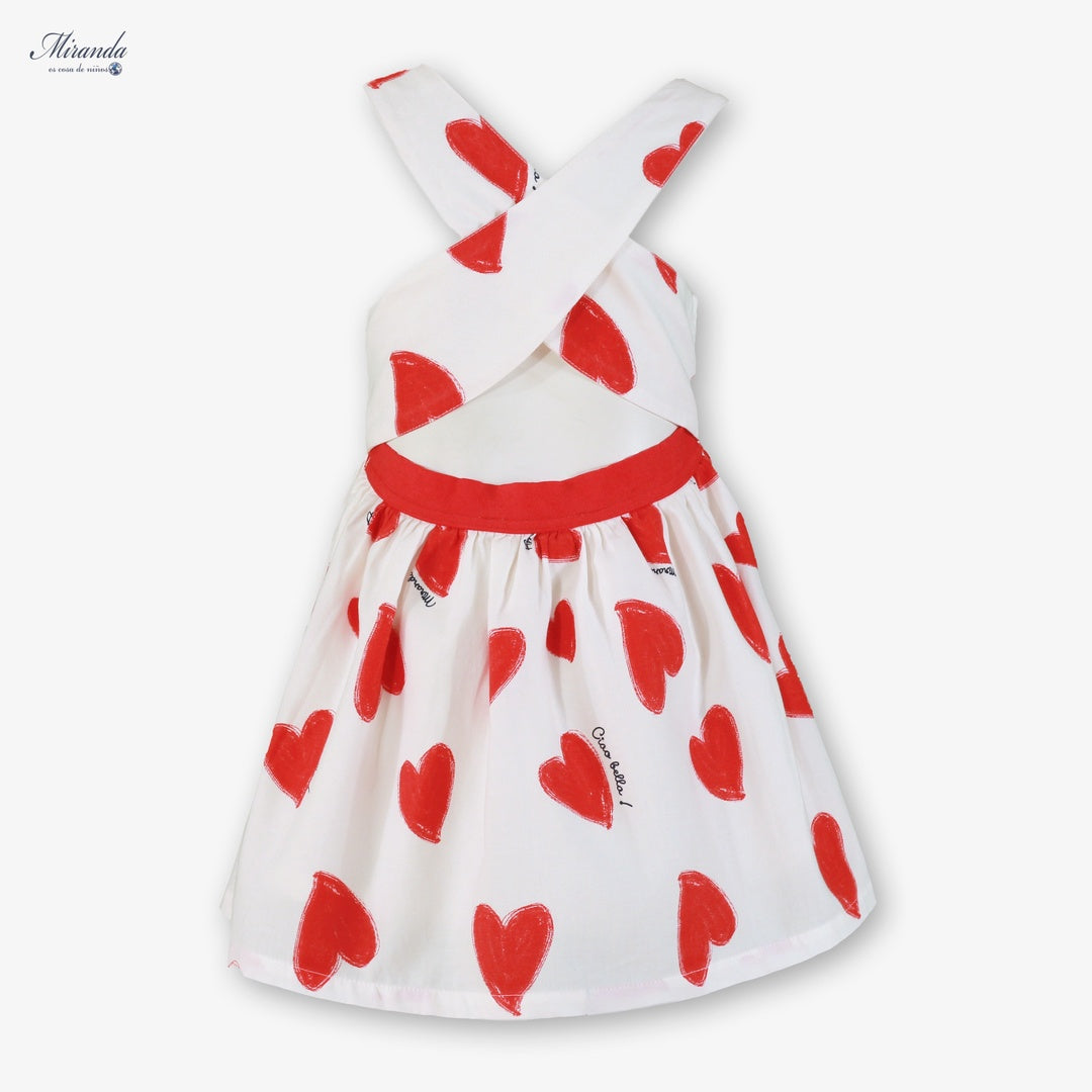 Vestido niña corazones rojos Miranda – algodón 100% 0624