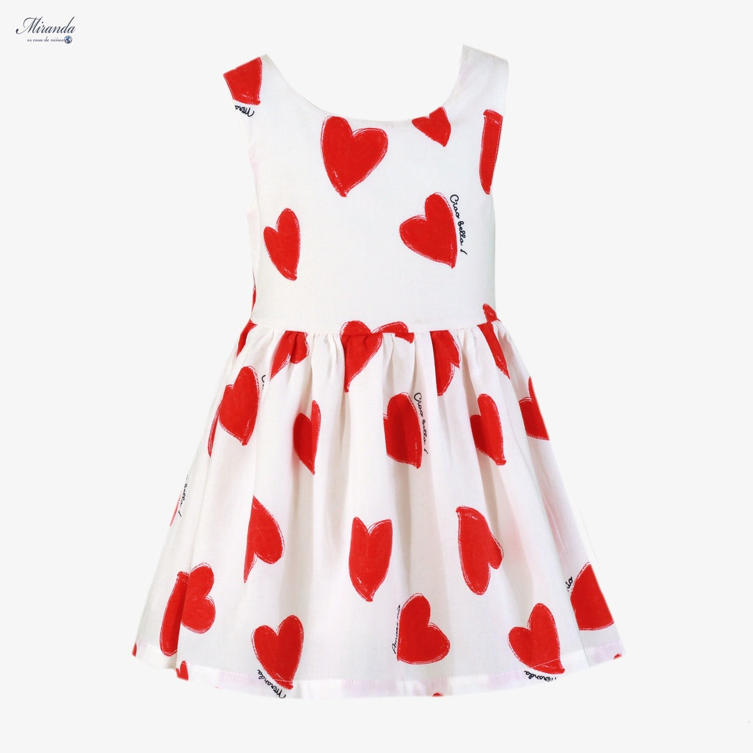Vestido niña corazones rojos Miranda – algodón 100% 0624
