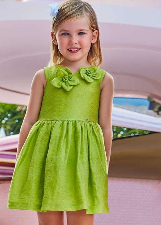 Mayoral Vestido Lino Flores 3D para niña 03969 - La boutique de AyA Mayoral