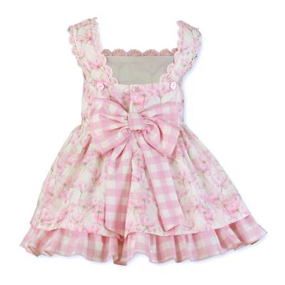 Vestido Infantil "Sweet Garden" – Estampado Floral con Detalle de Cuadros Vichy 0233