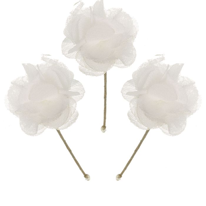 Pack 3 ud. Flores con pincho Blanco Siena - La boutique de AyA