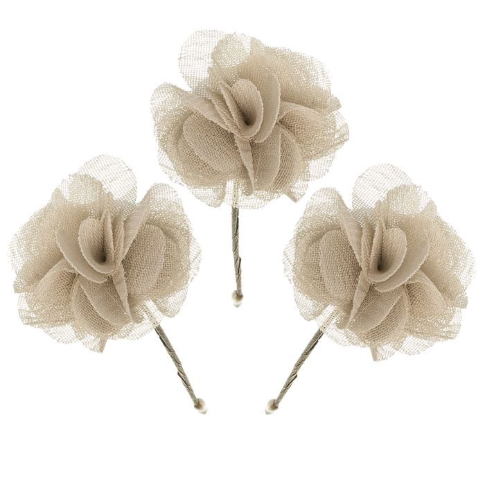 Pack 3 ud. Flores con pincho Beige Siena - La boutique de AyA Siena
