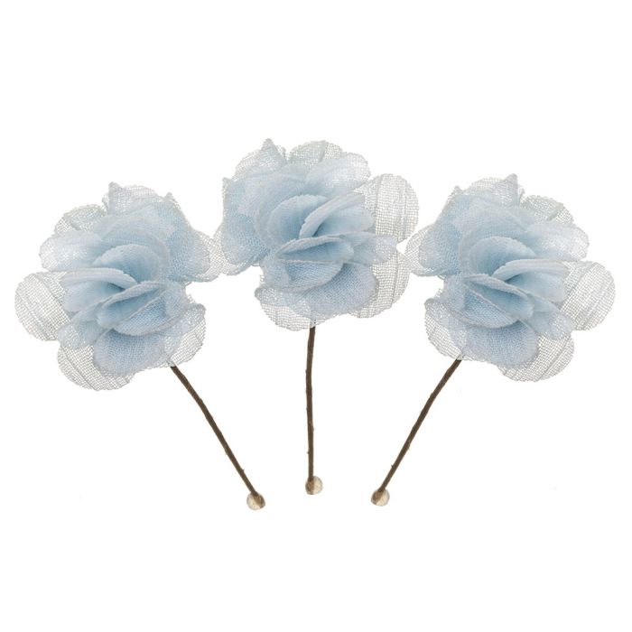 Pack 3 ud. Flores con pincho Azul Pastel Siena - La boutique de AyA Siena