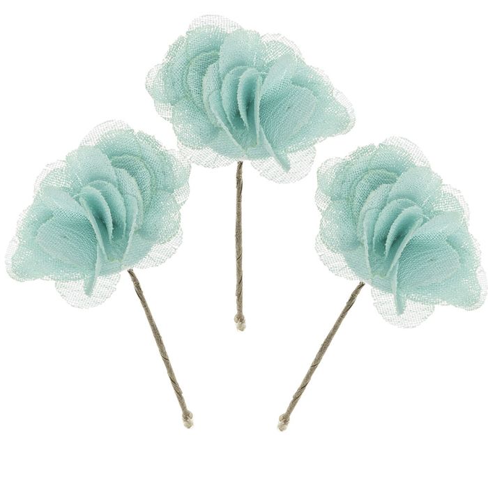 Pack 3 ud. Flores con pincho Verde Mar Siena - La boutique de AyA Siena