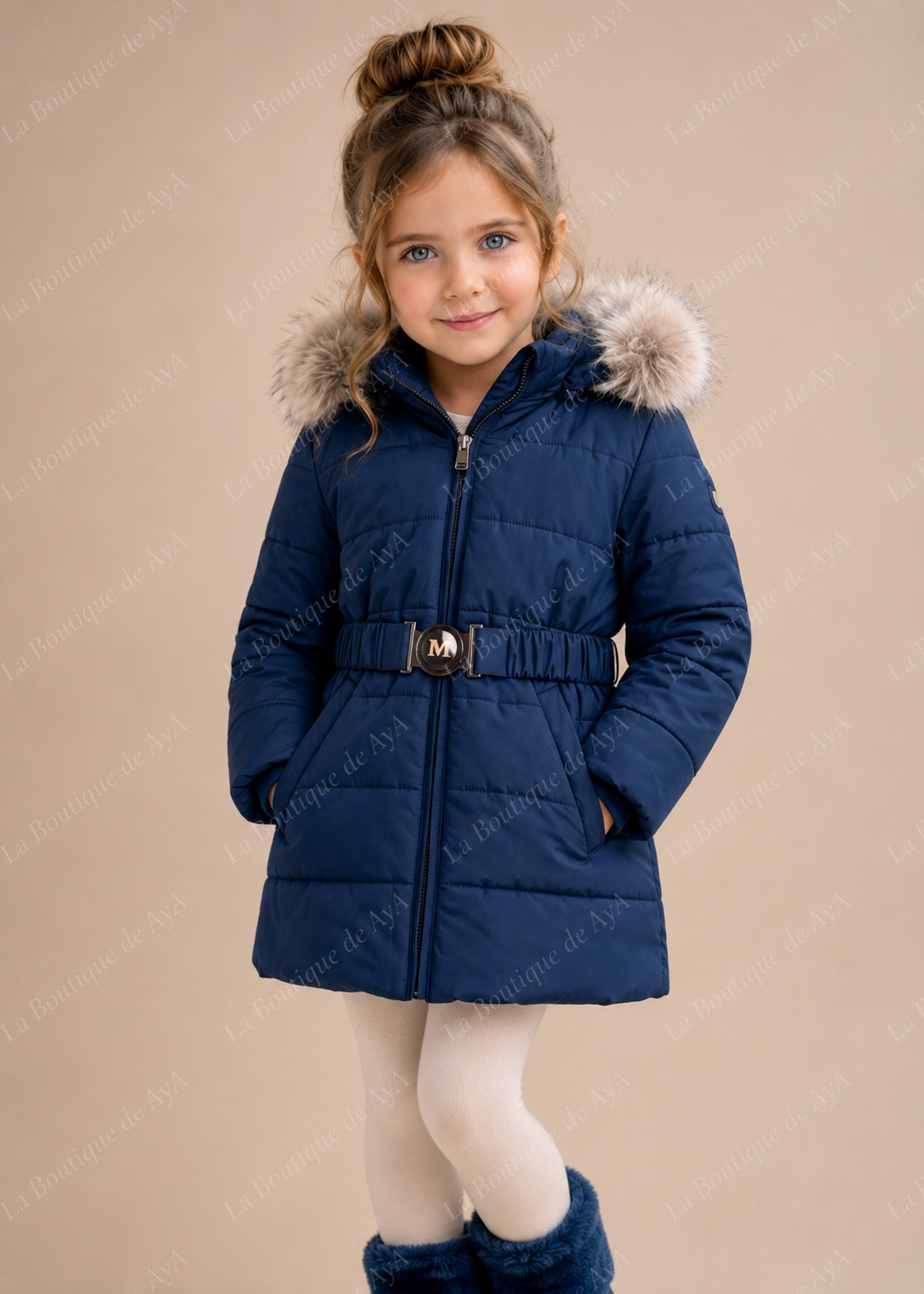 Abrigo acolchado azul marino para niña Miranda 0265